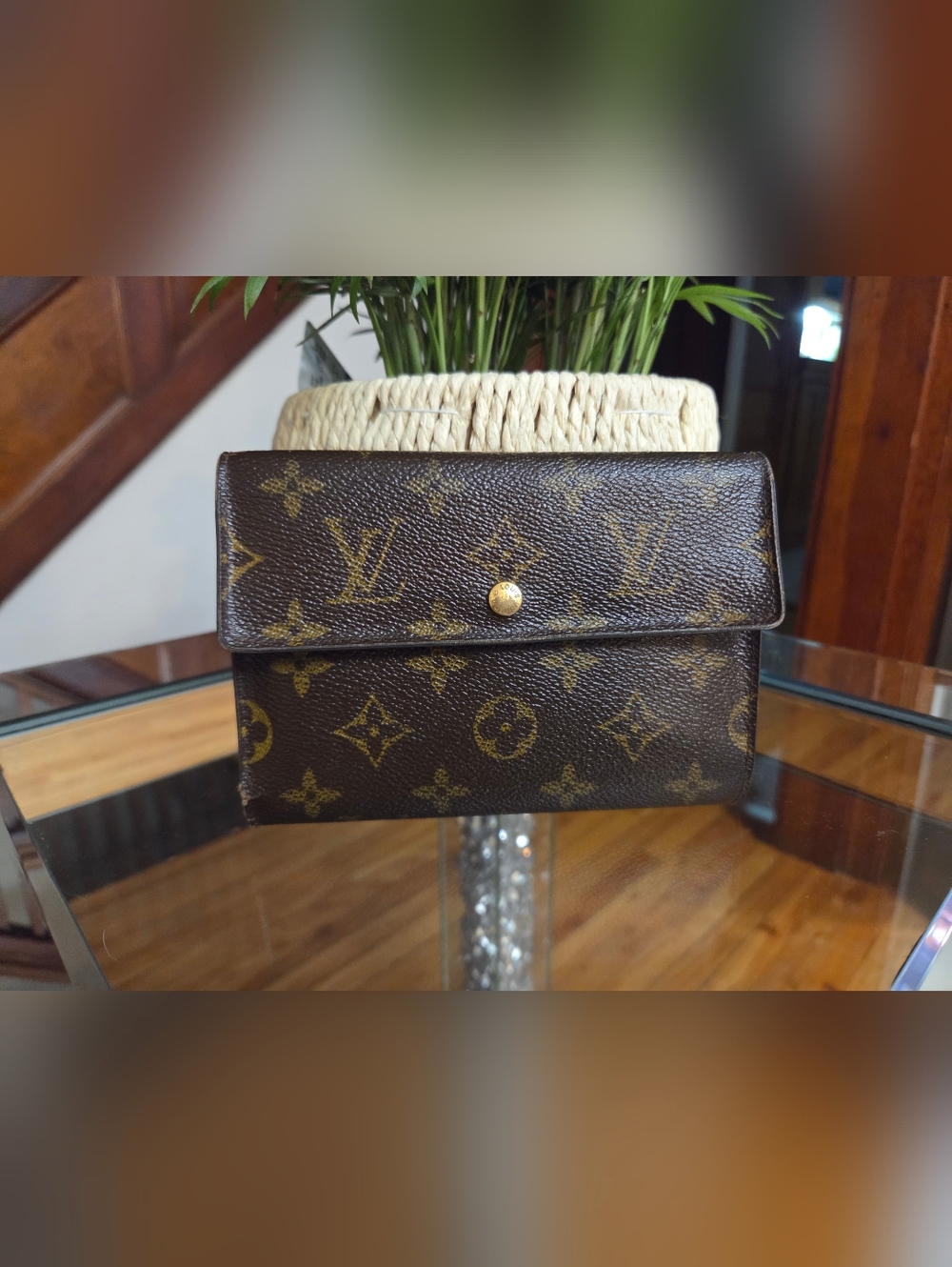 Vintage Louis Vuitton Brown Monogram Canvas Trifold Wallet